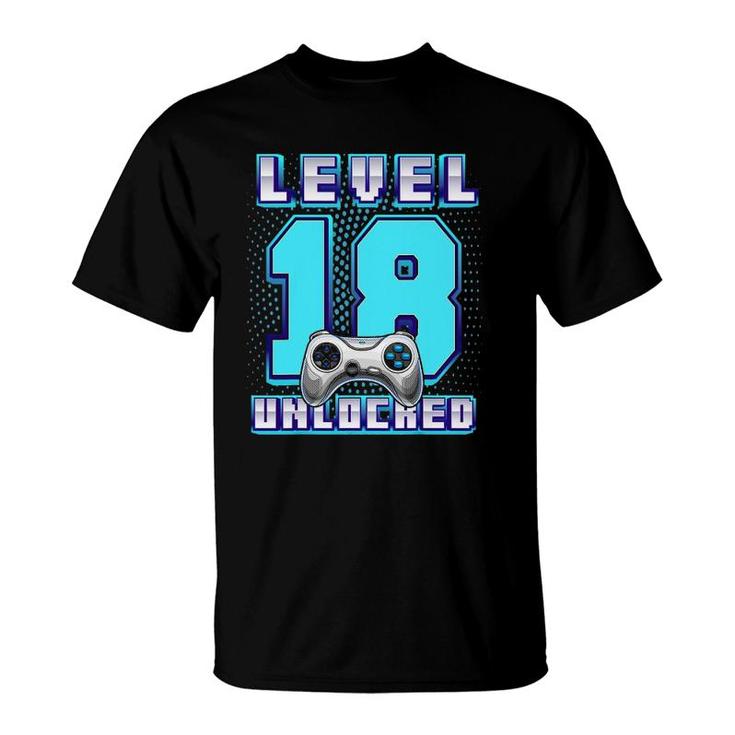 Level 18 Unlocked Video Game 18Th Birthday Gamer Boys T-Shirt