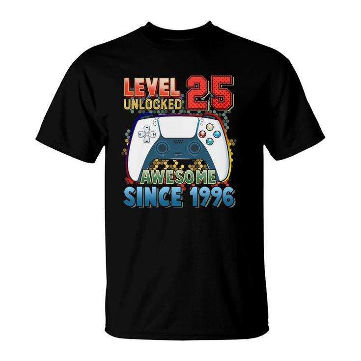 Level 25 Unlocked Awesome 1996 Video Game 25 Birthday Gift T-Shirt