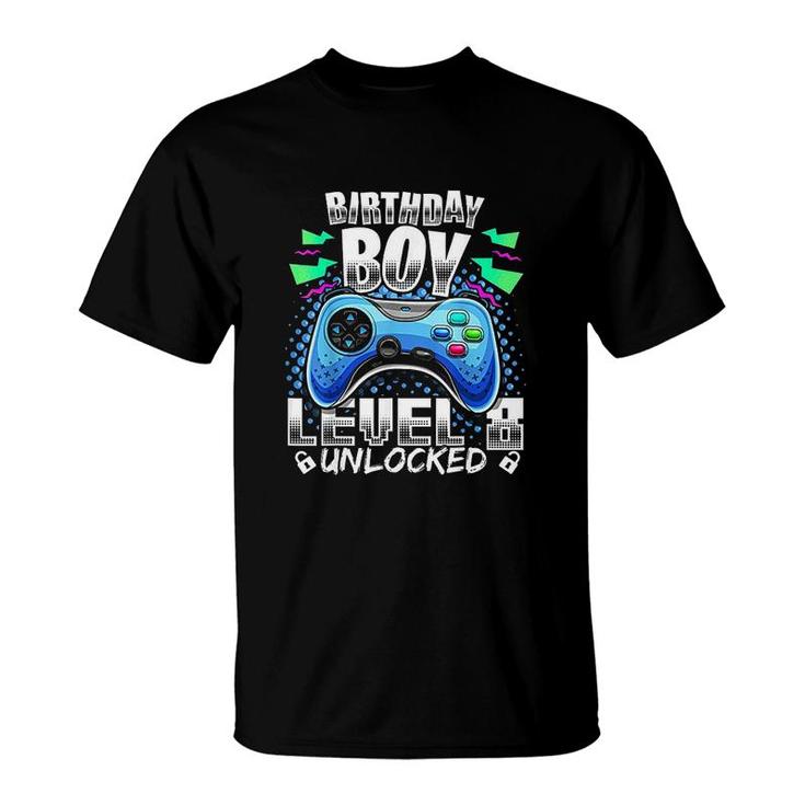 Level 8 Unlocked Video Game 8th Birthday Gamer Gift Boys Electronic T-Shirt