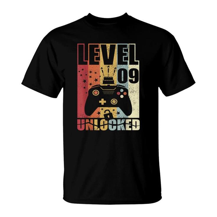 Level 9 Unlocked Birthday Level Up 9Th Birthday Gamer 9Th  T-Shirt