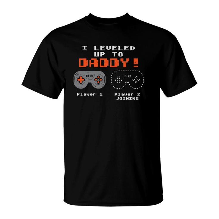 Leveled Up To Daddy Gamer Pregnancy Announcement Men Gift T-Shirt