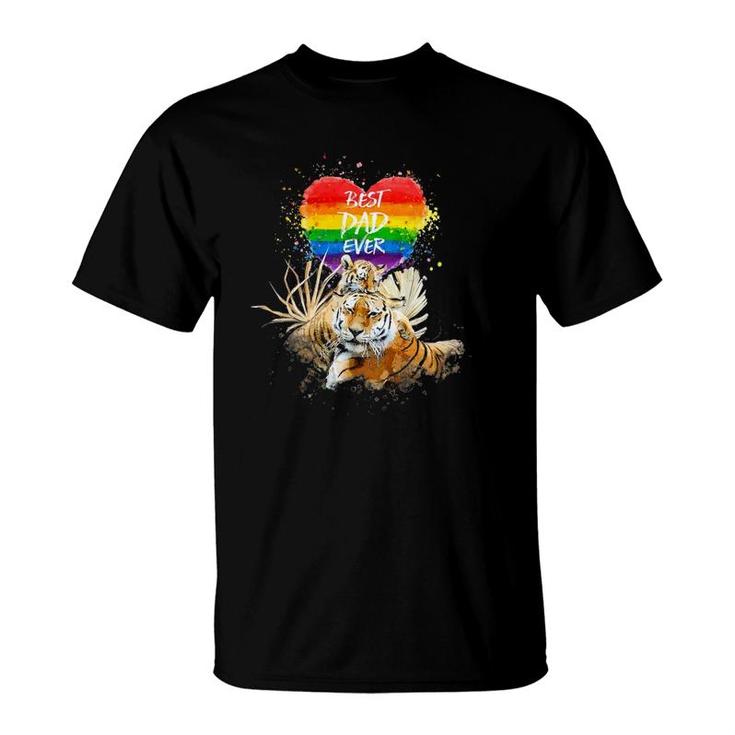 Lgbt Pride Daddy Tiger Rainbow Best Dad Ever Father's Day T-Shirt