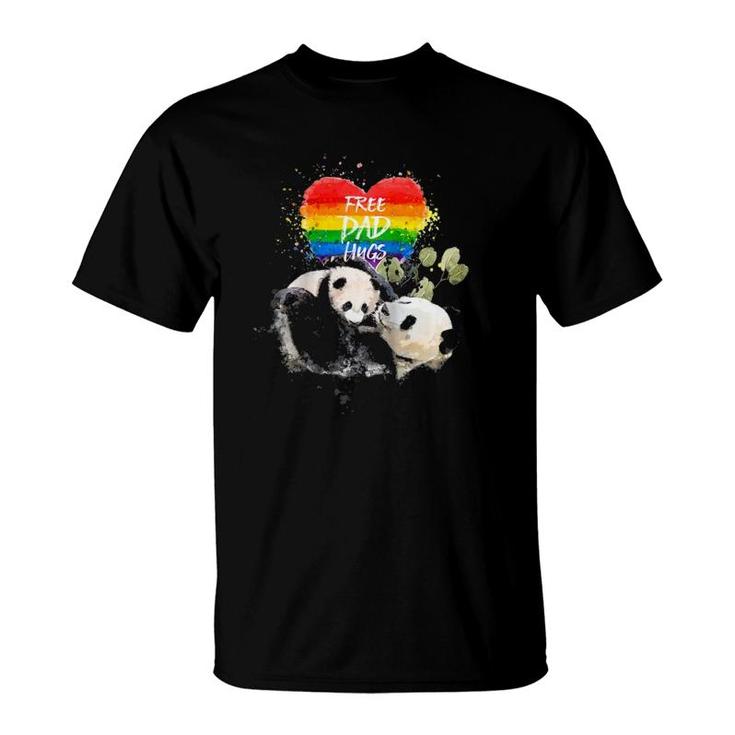 Lgbt Pride Papa Panda Bear Free Dad Hugs Father's Day Love Raglan Baseball Tee T-Shirt