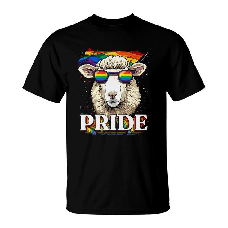 Lgbt Sheep Gay Pride Lgbtq Rainbow Flag Sunglasses T-Shirt