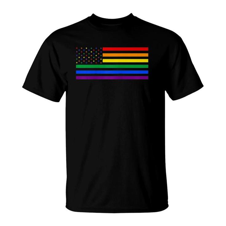 Lgbt Usa Flag Patriotic Gay Rainbow Pride Month Support Raglan Baseball Tee T-Shirt