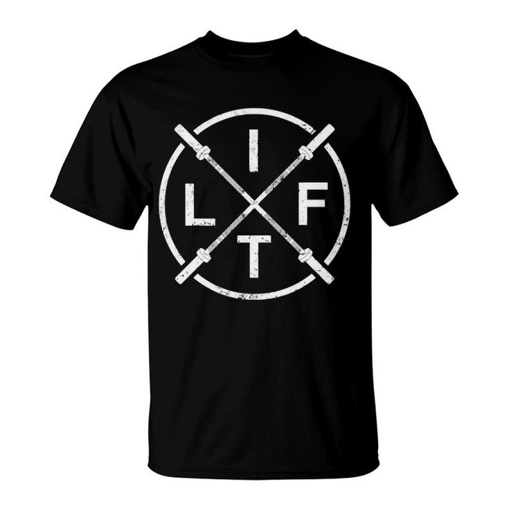 Lift Weightlifting Fitness  Barbells Crossed Circle Gym Tank Top T-Shirt