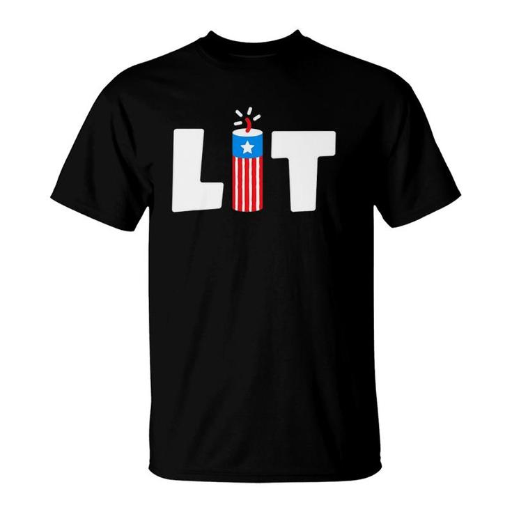 Lit 4Th Of July Kids Boys Men Patriotic Vintage T-Shirt