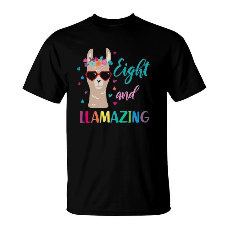 Llama Birthday  Outfit For Girls Eight And Llamazing T-Shirt