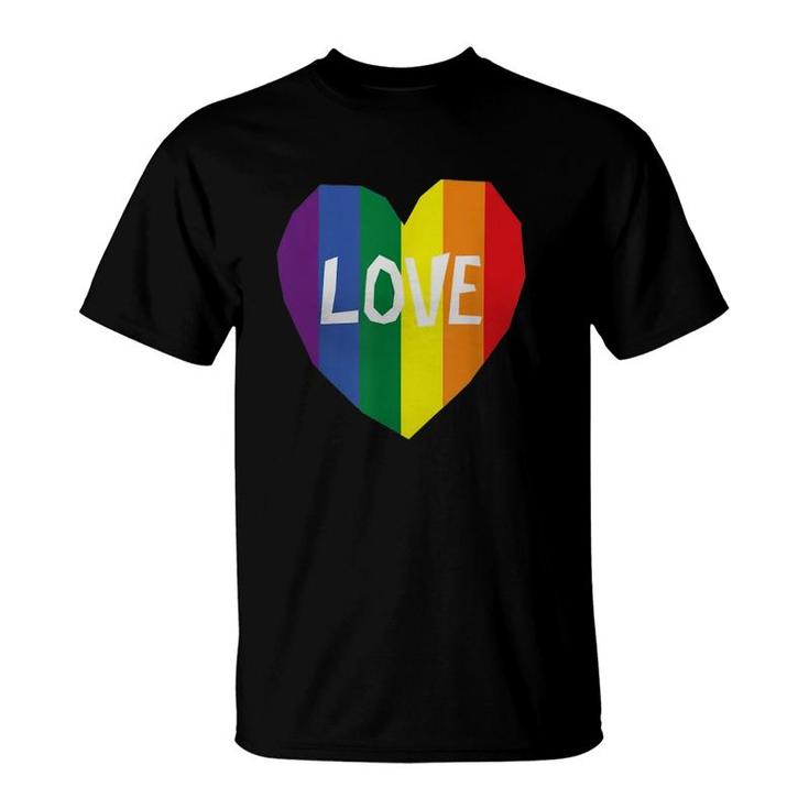 Love Gay Pride Lgbt Rainbow Flag Heart T-Shirt