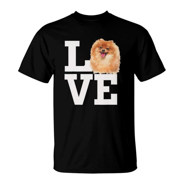 Love Pomeranian Dog Cute Pomeranian Furry Dog Face T-Shirt