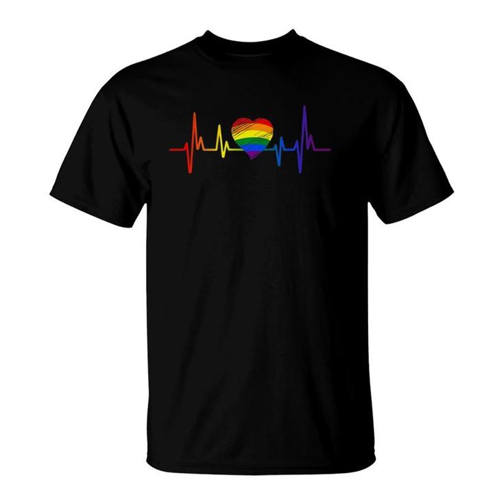 Lovely Lgbt Gay Pride Heartbeat Lesbian Gays Love  T-Shirt