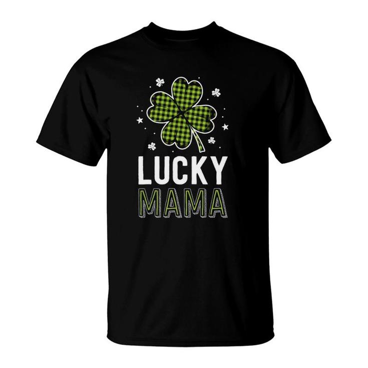 Lucky Mama Mom Green Buffalo Plaid St Patrick's Day Matching T-Shirt