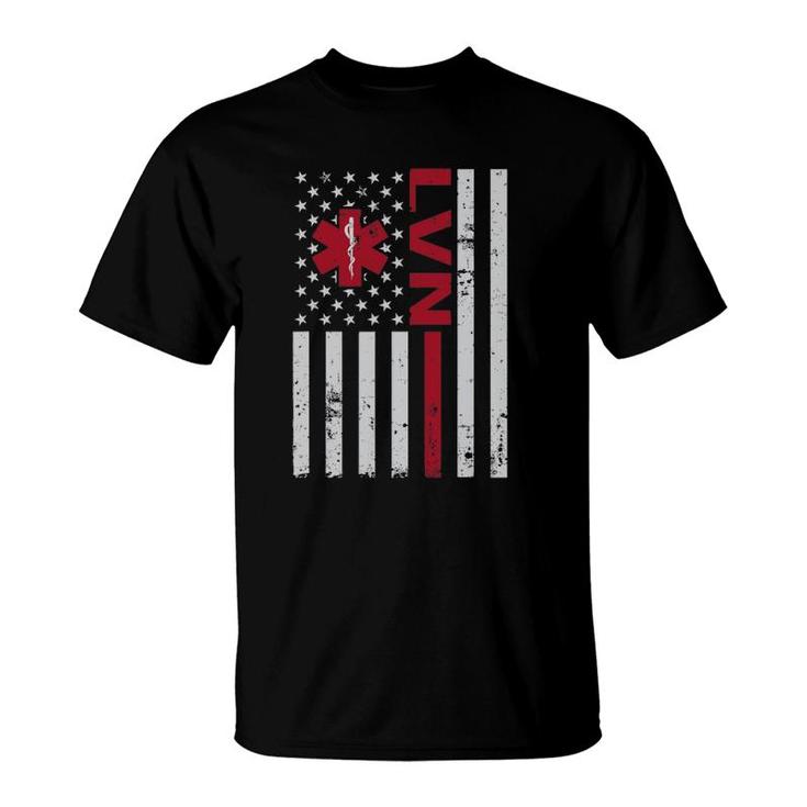 Lvn Licensed Vocational Nurse Usa Flag T-Shirt