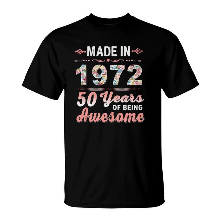 Made In 1972 Floral 50 Years Old 50Th Birthday Gifts Women Tank Top T-Shirt