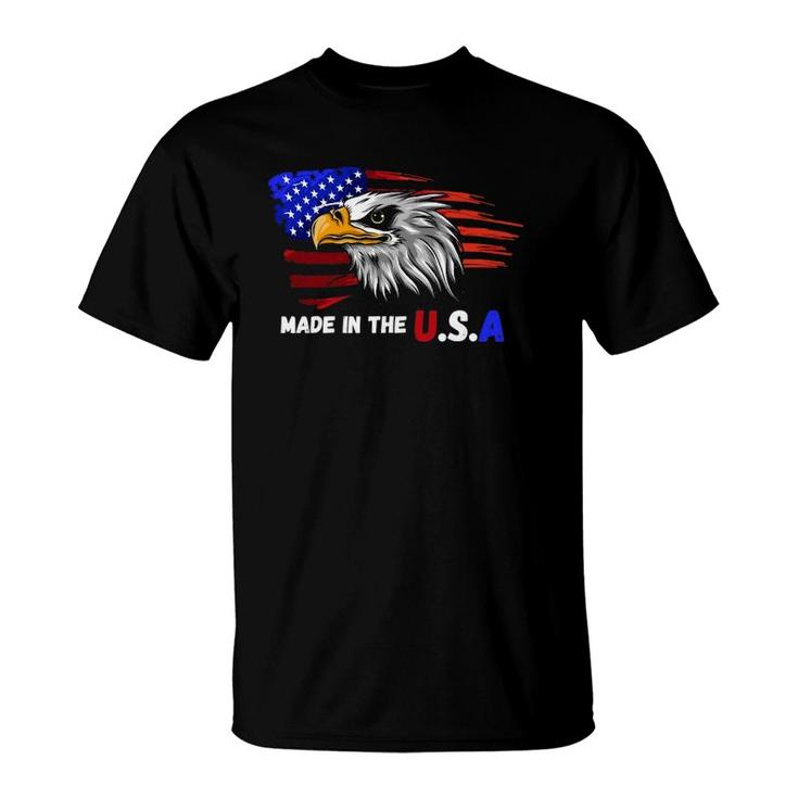 Made In The USA Bald Eagle Patriotic Flag Tattoo T-Shirt