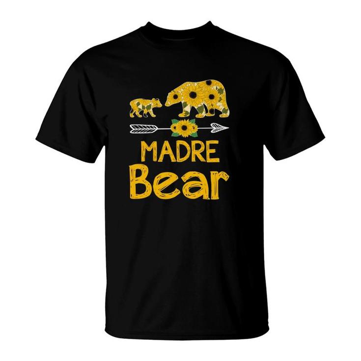 Madre Bear Sunflower Matching Mother In Spanish Portuguese For Mother’S Day Gift T-Shirt