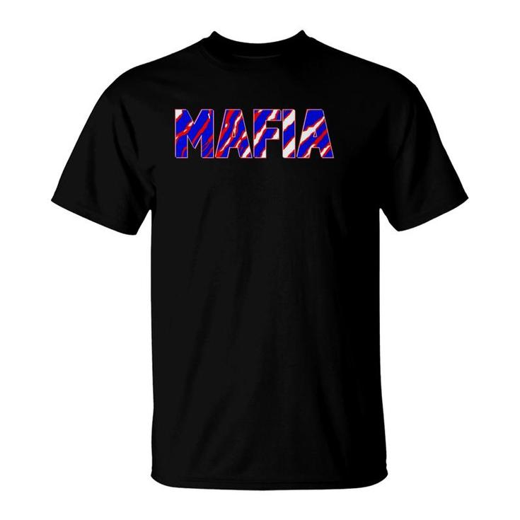 Mafia - Buffalo Football Fan Team Colors Crazy Zebra Stripes  T-Shirt