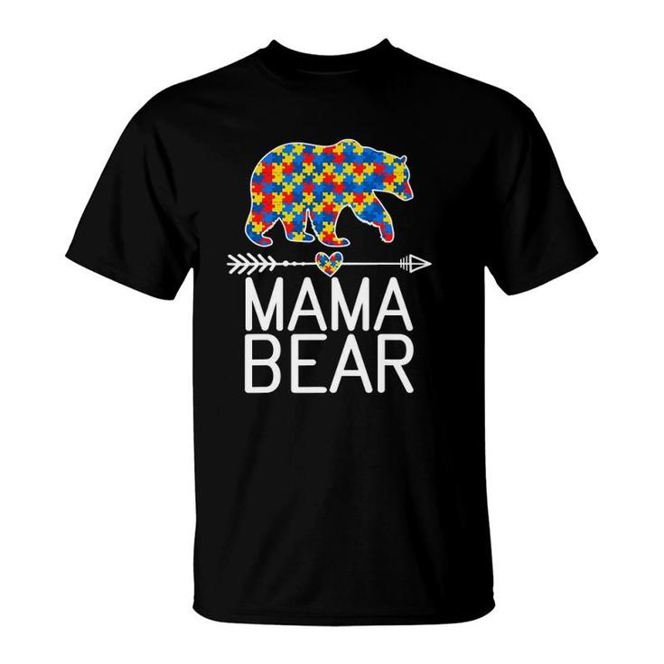 Mama Bear Autism Awareness Puzzle Piece Support Autistic T-Shirt