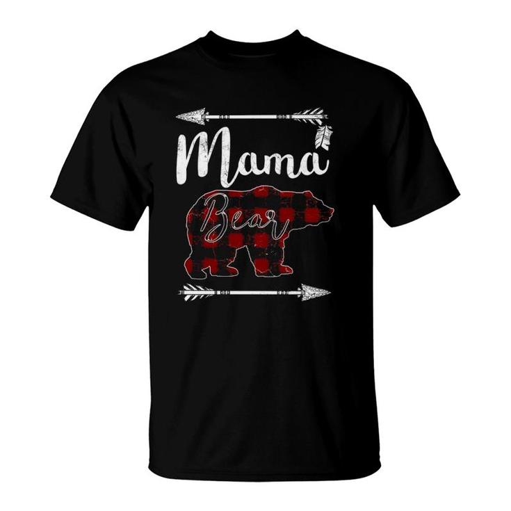 Mama Bear Mother's Day Gifts Mom Buffalo Plaid  T-Shirt