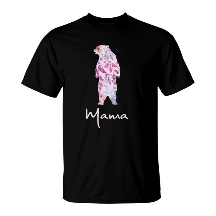 Mother's Day T-Shirt Pink Floral Best Mama Bear Shirt Gift