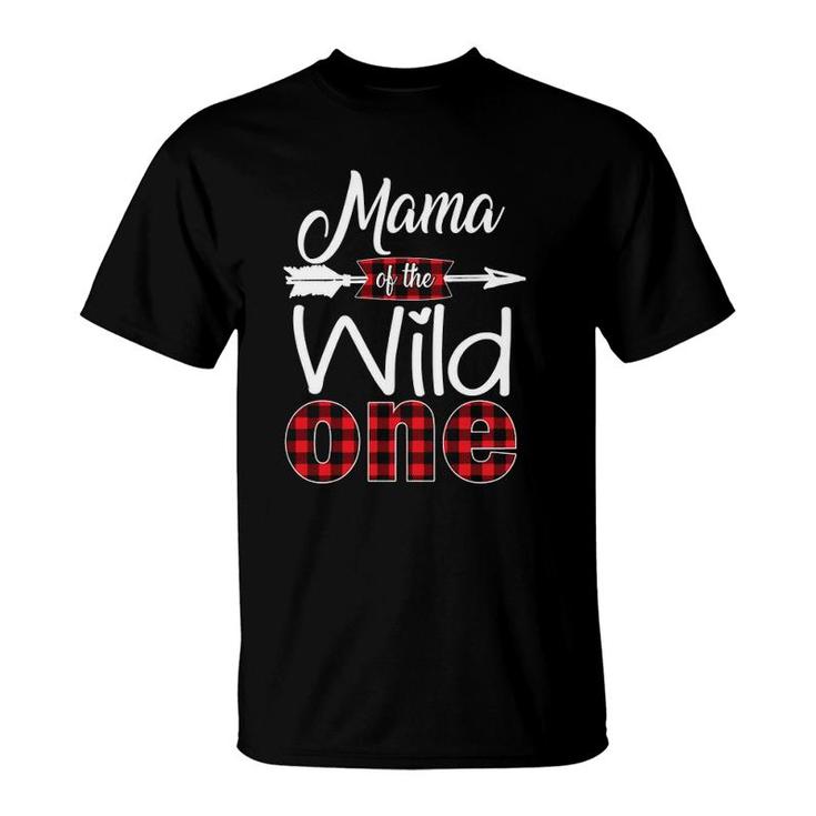 Mama Of The Wild One Buffalo Plaid Red 1St Birthday Gift T-Shirt