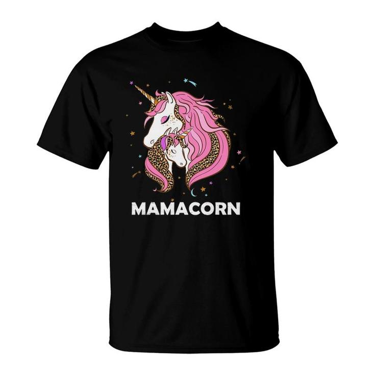 Mamacorn - Unicorn Mom And Baby Leopard Plaid Mother's Day T-Shirt