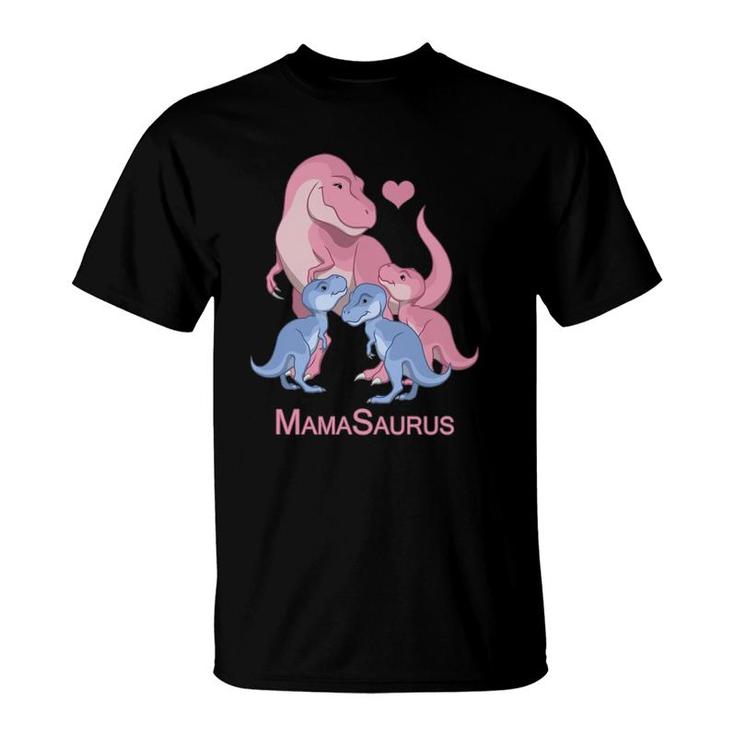 Mamasaurusrex Mother & 3 Cute Baby Boy & Girl Dinosaurs  T-Shirt