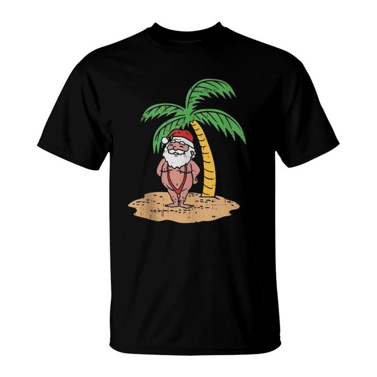 Mankini Santa Summer Swimsuit Funny Christmas In July Beach  T-Shirt