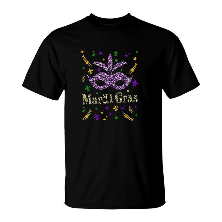 Mardi Gras 2022 Girls Mask Beads New Orleans Mardi Gras 2022 T-shirt
