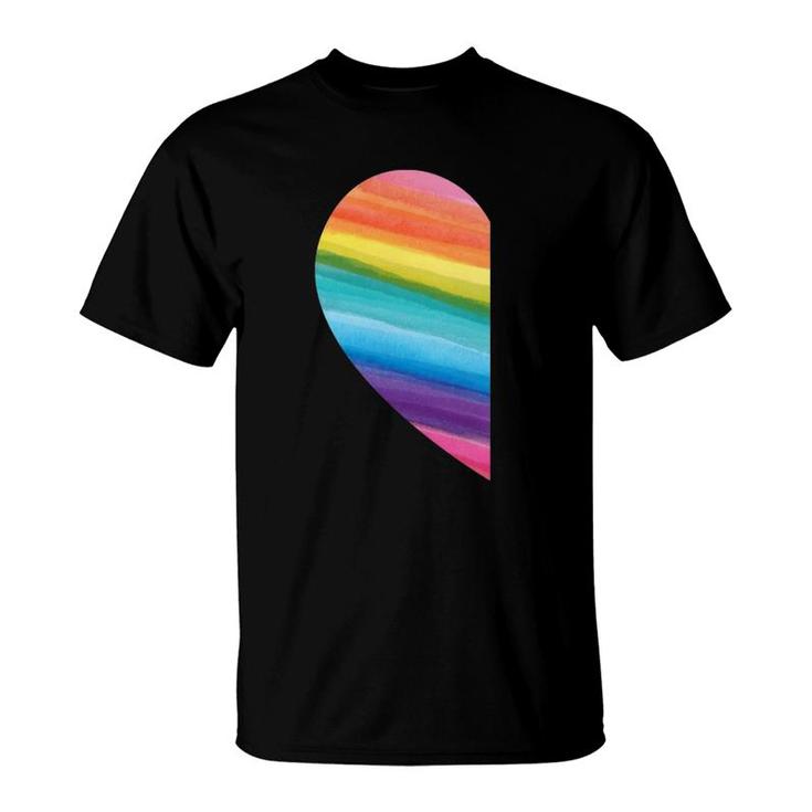 Matching Lgbt Valentines Day Rainbow Heart Gay Couple Gift T-Shirt