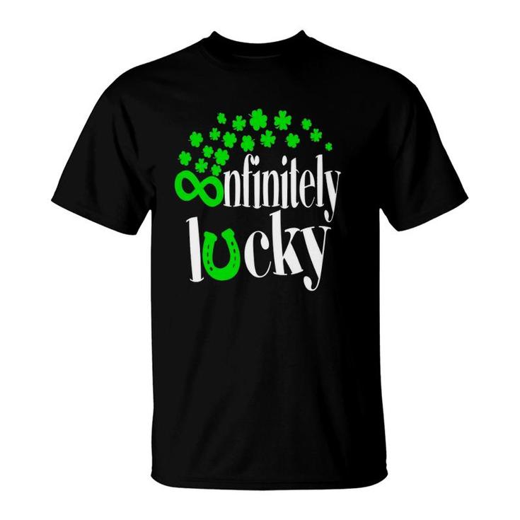 Math Teacher St Patricks Day Shamrock Infinitely Lucky Funny T-Shirt