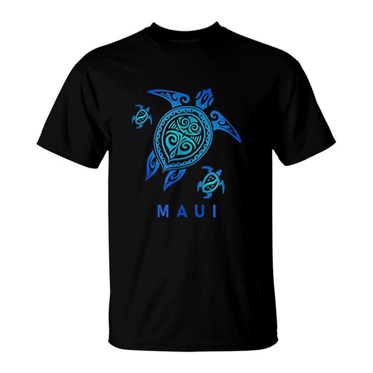 Maui Hawaii Sea Blue Tribal Turtle T-Shirt
