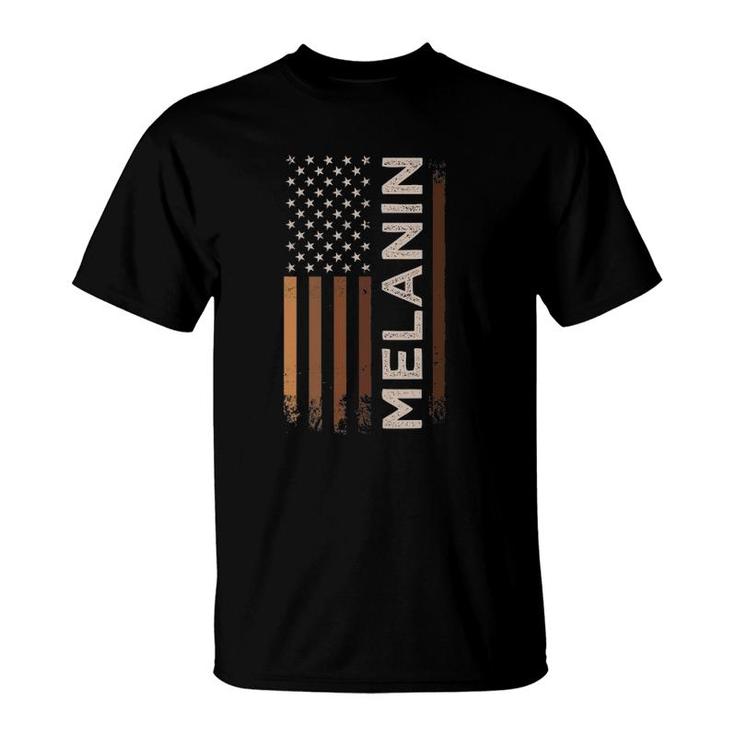 Melanin American Flag Black History Month T-Shirt