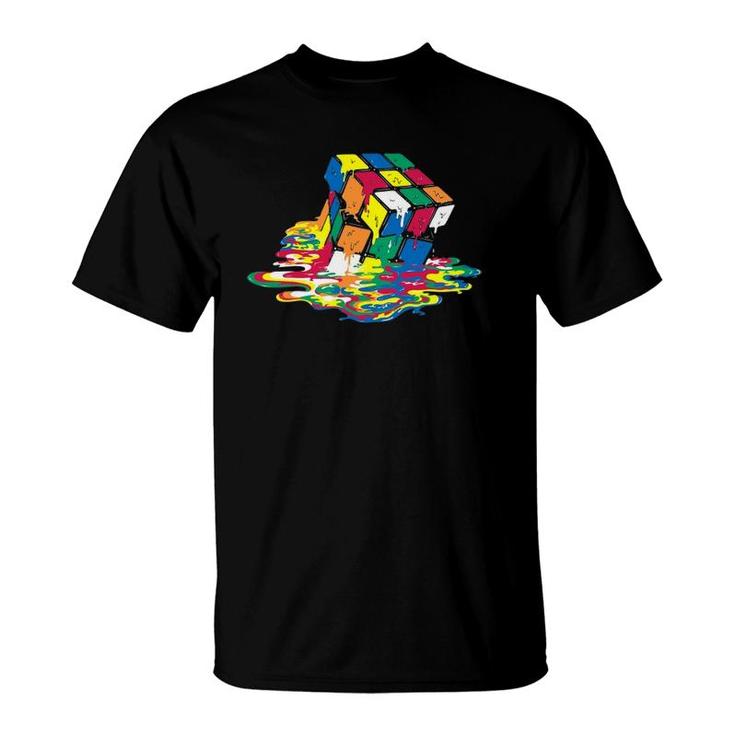 Melted Square Puzzle Cube Game From The 1980S Retro Design T-Shirt