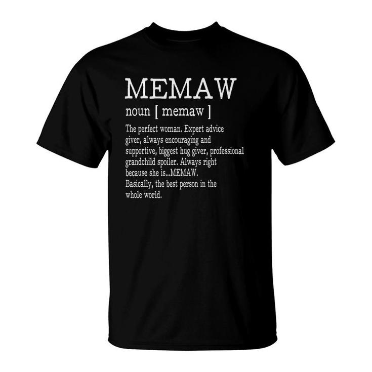 Memaw Definition Grandma Mother Day Gifts Women T-Shirt