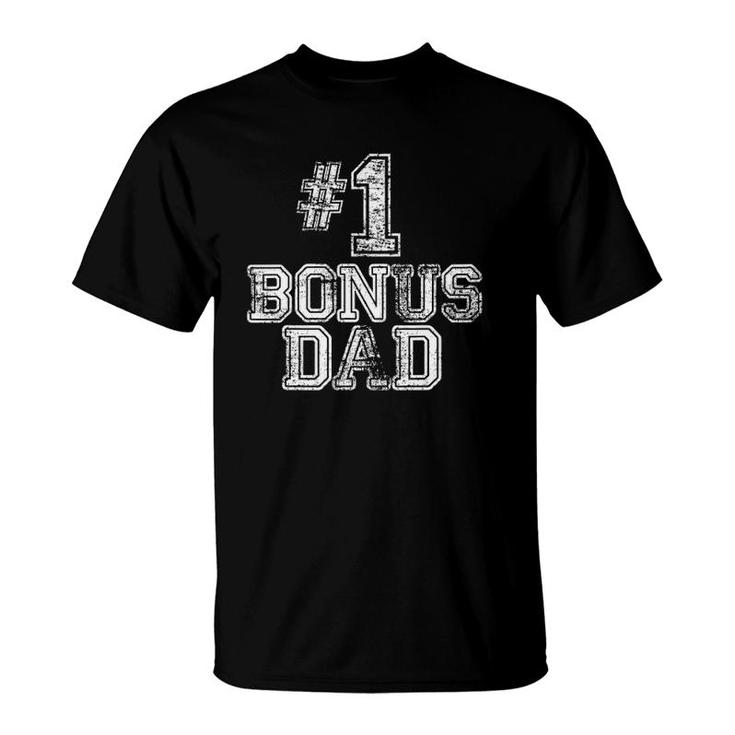 Mens 1 Bonus Dad Number One Father's Day Gift Tee T-Shirt