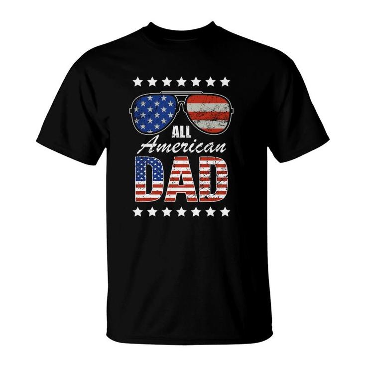 Mens All American Dad 4Th Of July Father's Day Rugged Grunge Style T-Shirt