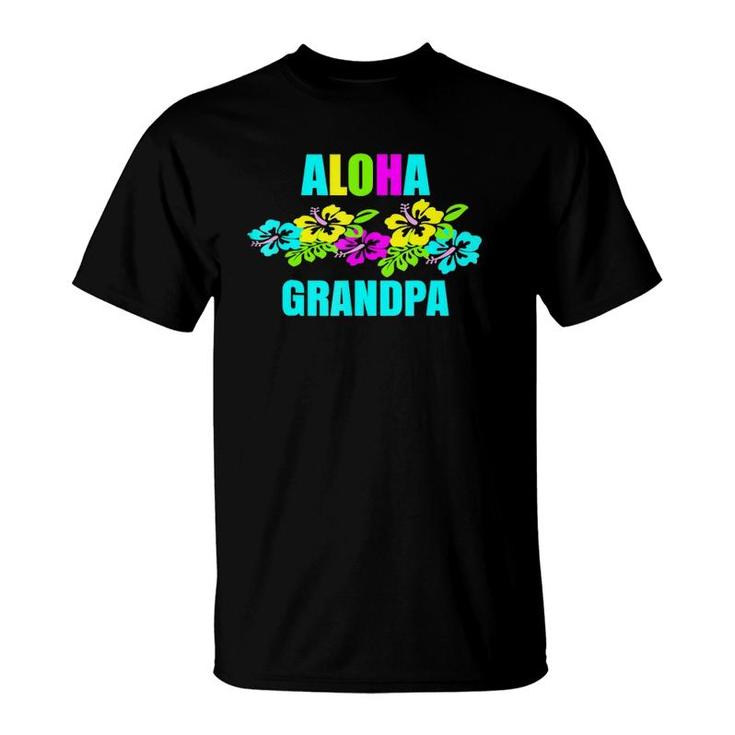 Mens Aloha Grandpa Hawaiian  Luau Party Vacation T-Shirt