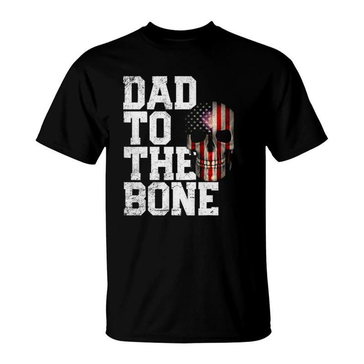 Mens American Flag Skull 4Th Of July Dad Father's Day T-Shirt
