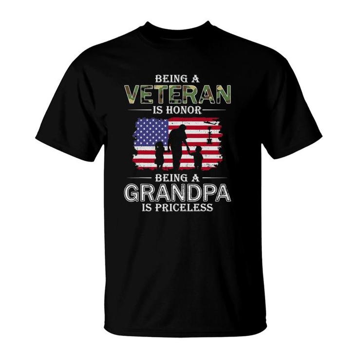 Mens Being A Veteran Is Honor Grandpa Is Priceless T-Shirt