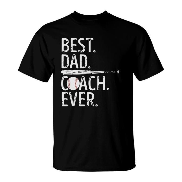 Mens Best Dad Coach Ever Baseball Patriotic For Father's Day T-Shirt