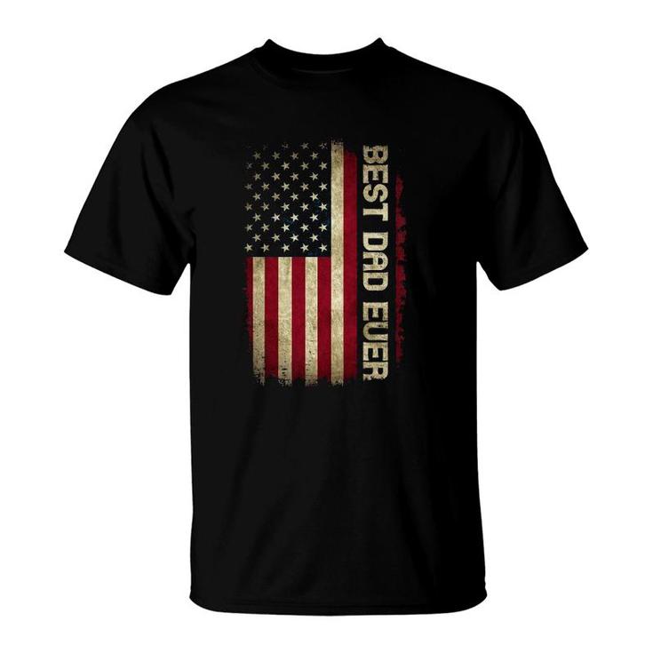 Mens Best Dad Ever Husband Fathers Day American Flag For Dad T-Shirt
