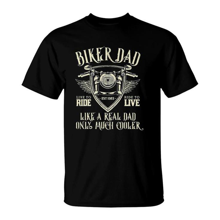 Mens Biker Dad Motorcycle Vintage Chopper Bike Father's Day Gift T-Shirt