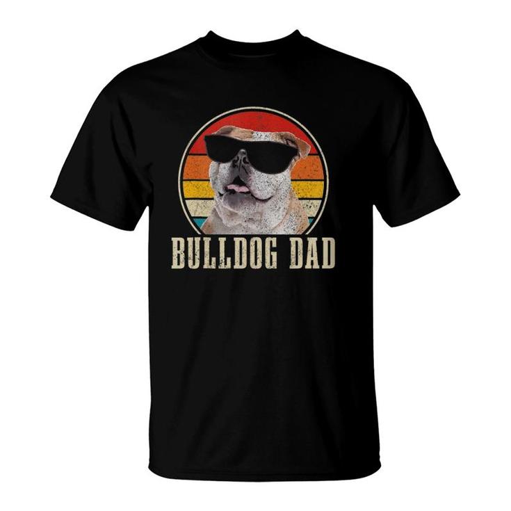 Mens Bulldog Dad Funny Vintage Sunglasses Dog English Bulldog  T-Shirt