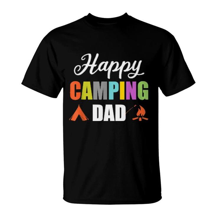 Mens Campfire Tent Camper Dad Father Happy Camping  T-Shirt