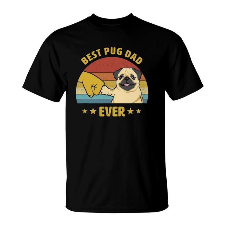 Mens Cute Best Pug Dad Ever Proud Vintage Puppy Lover Pug Retro T-Shirt