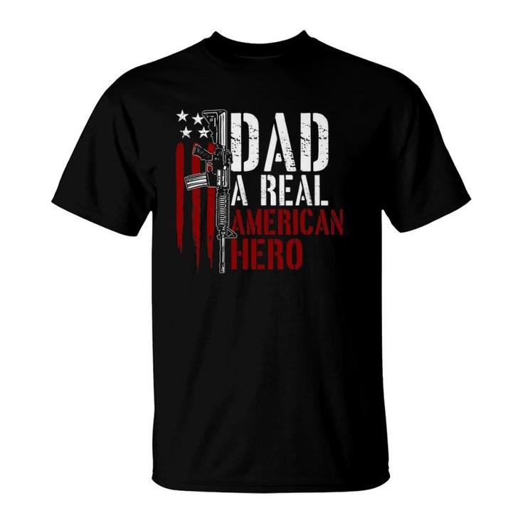 Mens Dad A Real American Hero Daddy Gun Rights Ar-15 Ver2 T-Shirt
