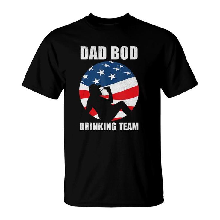Mens Dad Bod Drinking Team American Us Flag Vintage Father's Day  T-Shirt