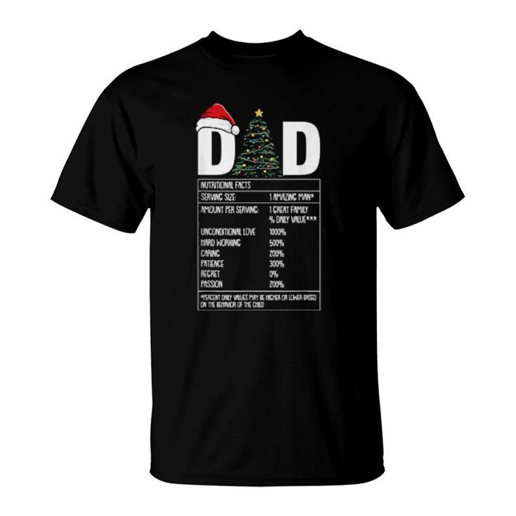 Mens Dad Nutrition Facts Christmas Xmas Pajama Papa Father  T-Shirt