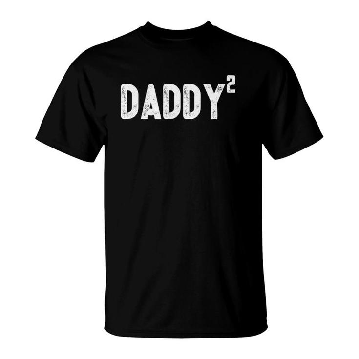 Mens Daddy To Be Of 2 Kids - 2Nd Power Squared Dad T-Shirt